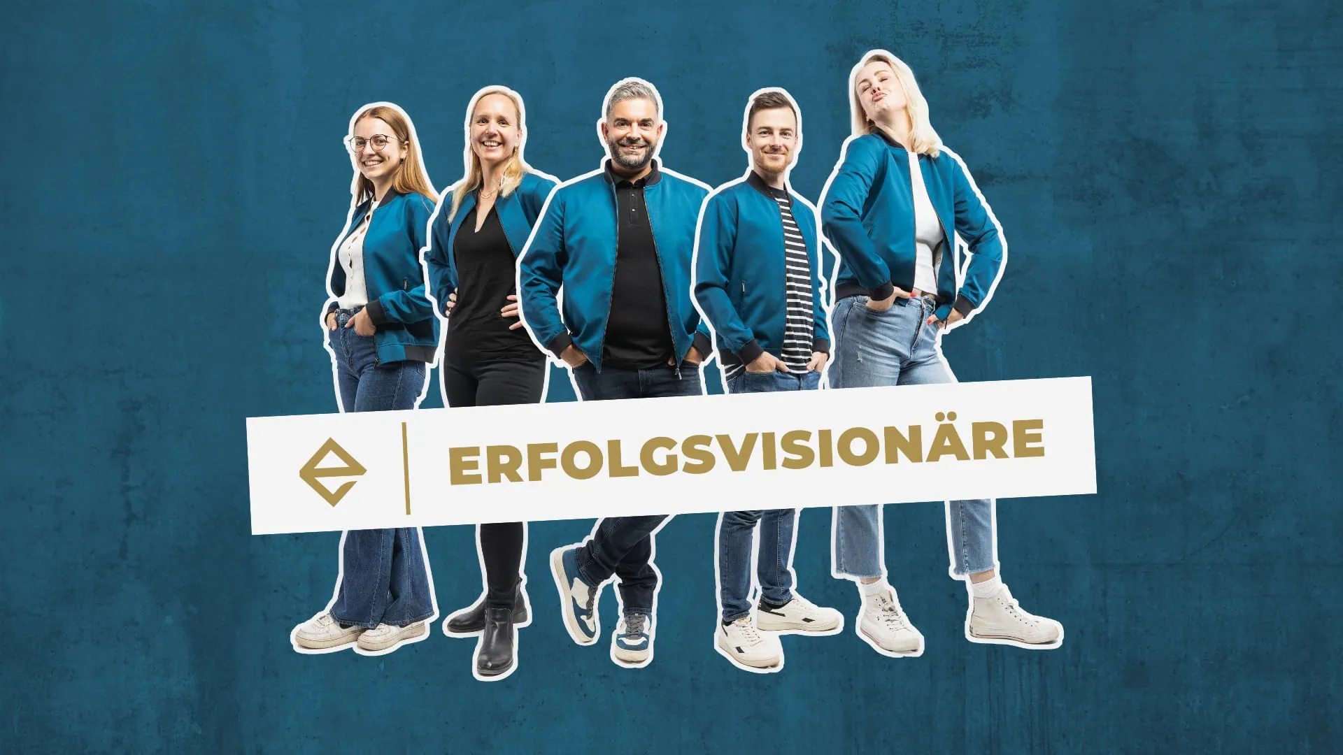 Das Bild zeigt das Team der Dresdner Marketingagentur ERFOLGSVISIONÄRE inklusive des Logos.
